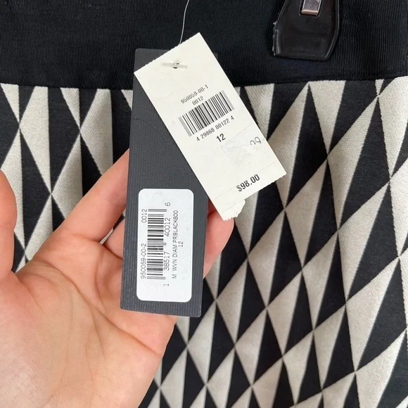 Geometric Black and White Mini Skirt Work Career Summer by BR Size 12 - Picture 6 of 12